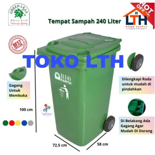 1-1734-1.jpg TEMPAT SAMPAH RODA SEGI BIO 240 LITER 2024 GREEN LEAF KOTAK SAMPAH BESAR DUSTBIN