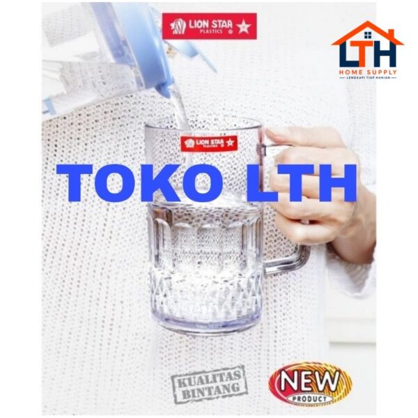 1-1765-1.jpg 3 PCS GELAS GAGANG AKRILIK MIKA 450 ML LION STAR FRESCO GL87 CANGKIR GLASS BIR TEH KOPI GL 87 LS