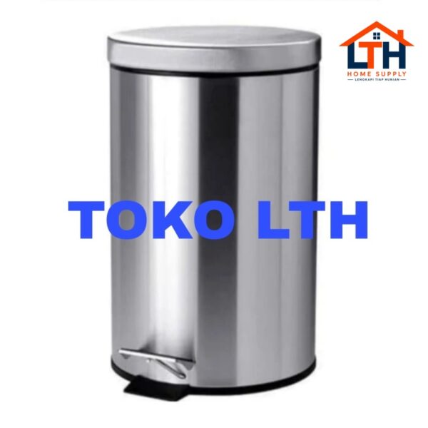 TEMPAT SAMPAH INJAK 12 LTR BULAT STAINLESS TONG DUSTBIN PEDAL MASPION