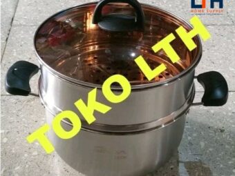 1-1829-1.jpg PANCI KUKUSAN 26 CM STAINLESS SUSUN 2 STEAMER DANDANG TUTUP KACA SERBAGUNA