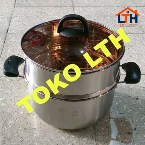 1-1829-1.jpg Panci Kukus Stainless 2 Susun 26cm Tutup Kaca