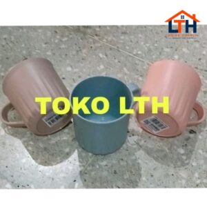 6 PCS CANGKIR PLASTIK 360 ML BRIZLY 5106 HOMMY GELAS GAGANG MUG WARNA