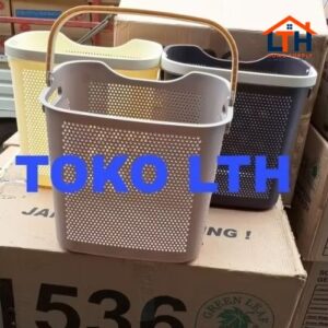 1-1839-1.jpg CLEANLINE 1536 KERANJANG PAKAIAN JINJING LAUNDRY BASKET BOX TINGGI PLASTIK GREEN LEAF