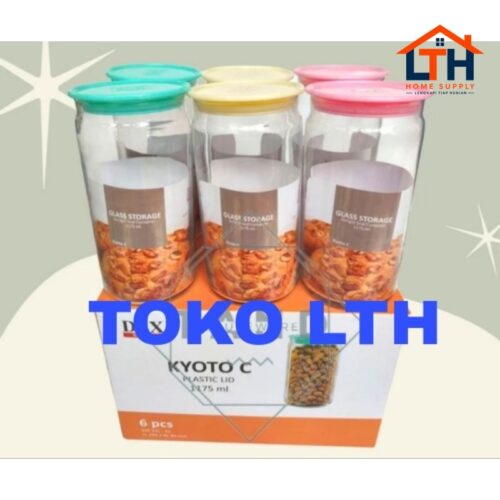 TOPLES KACA POLOS 1175 ML KYOTO C DLX JAR KELER BELING TUTUP PLASTIK