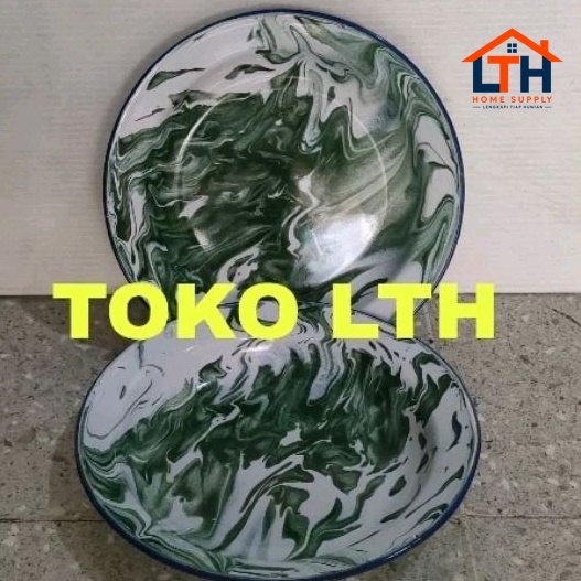 12 PCS PIRING MAKAN SENG 22 CM LURIK BLURIK BLIRIK ENAMEL KALENG BELANG PIRING PANCI RRT