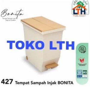 TEMPAT SAMPAH INJAK SEGI 20 LITER BONITA 427 GREEN LEAF DUSTBIN MINIMALIS