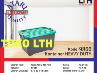 1-1853-1.jpg CONTAINER BOX RODA 50 LTR ATARI 9860 HEAVY DUTY GREEN LEAF CB50 KOTAK WADAH INDUSTRI TUTUP