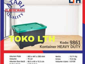 1-1878-1.jpg CONTAINER BOX RODA 75 LTR ATARI 9861 HEAVY DUTY GREEN LEAF CB75 KOTAK WADAH SERBAGUNA