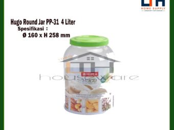 1-188-1.jpg TOPLES PLASTIK KELER TEMPAT KERUPUK PEYEK SELAI BULAT 4 LITER HUGO ROUND JAR 101 LION STAR PP-31 KELER KERUPUK