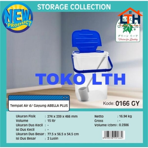Toples Segi Jinjing+Gayung 15L Abella 0166GY