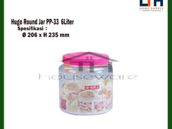 1-189-1.jpg TOPLES PLASTIK / TEMPAT SELAI BULAT 6 LITER HUGO ROUND JAR 103 -LION STAR PP-33 KELER KERUPUK