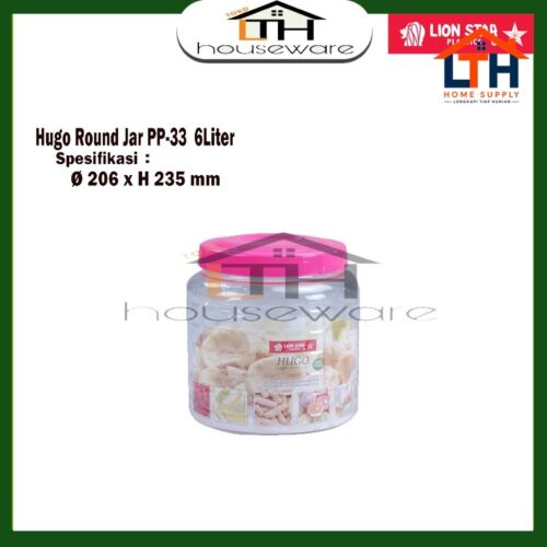1-189-1.jpg TOPLES PLASTIK / TEMPAT SELAI BULAT 6 LITER HUGO ROUND JAR 103 -LION STAR PP-33 KELER KERUPUK