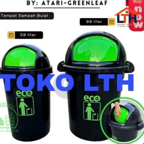 1-1892-1.jpg TEMPAT SAMPAH ECO 50 80 LITER BULAT TONG SAMPAH TUTUP PUSH HITAM 9873 9874 ATARI DUSTBIN