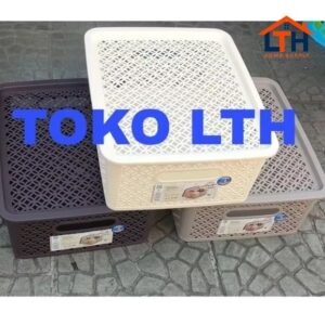 1-1895-1.jpg SOFIA 3312 KERANJANG BOX KOTAK WADAH TUTUP SERBAGUNA PARCEL GREEN LEAF LARGE