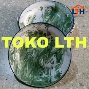 12 PCS PIRING MAKAN SENG 20 CM LURIK BLURIK BLIRIK BELANG ENAMEL KALENG