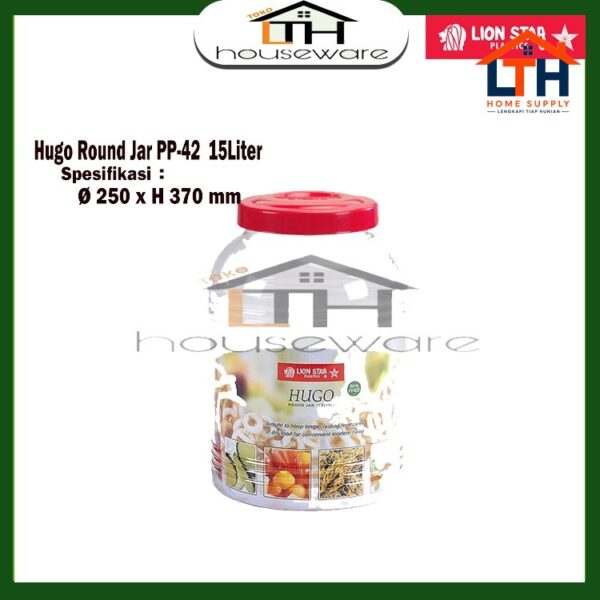 1-192-1.jpg TOPLES/TEMPAT SELAI BULAT 15 L-HUGO ROUND JAR 112 -LION STAR PP-42