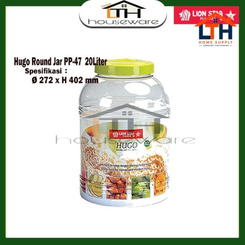 1-193-1.jpg TOPLES PLASTIK /TEMPAT SELAI BULAT 20 LITER HUGO ROUND JAR 117 -LION STAR PP-47 KELER KERUPUK