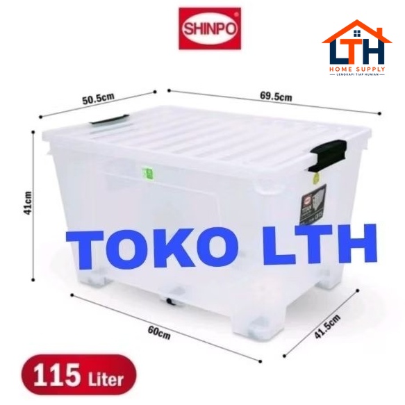 TITAN CB115 CONTAINER BOX RODA TRANSPARAN 115 LITER SHINPO SIP103 BENING KOTAK WADAH PENYIMPANAN CB 115 SIP 103