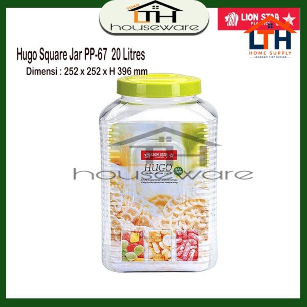 Toples Segi Hugo Square Jar 20L  217 PP-67 Lion Star