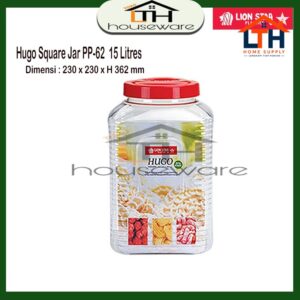 TOPLES PLASTIK / TEMPAT SELAI SEGI 15 LITER  HUGO SQUARE JAR 212 -LION STAR PP-62 KELER KERUPUK