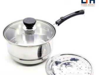 1-377-1.jpg PANCI SUSU SARANG KUKUS 20CM TUTUP PANCI MINI STEAMER 2IN1 MILK POT STAINLESS 20 CM