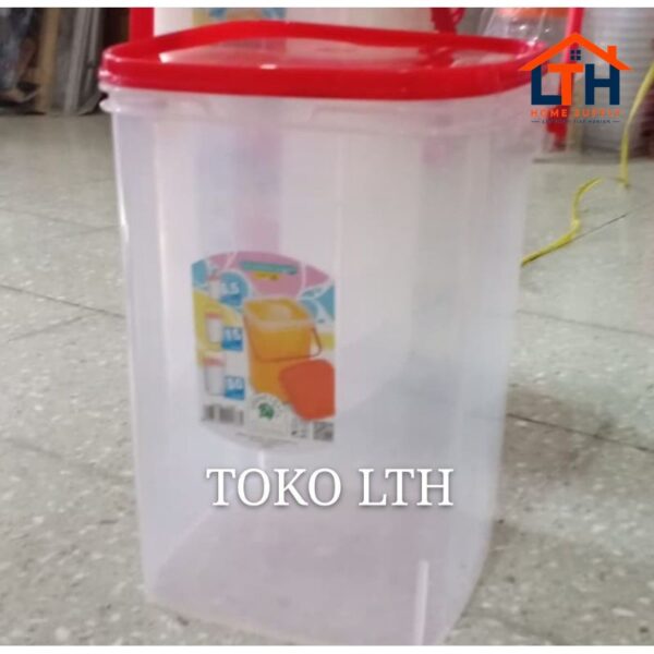 1-542-1.jpg TOPLES JINJING SEGI PLASTIK 6.5 LITER GREEN LEAF ABELLA / WADAH KOTAK MINUMAN SIROP 6.5L