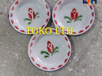 (PER 6 PCS) PIRING JADUL 16 CM ENAMEL KALENG SENG KEMBANG PISIN 16CM