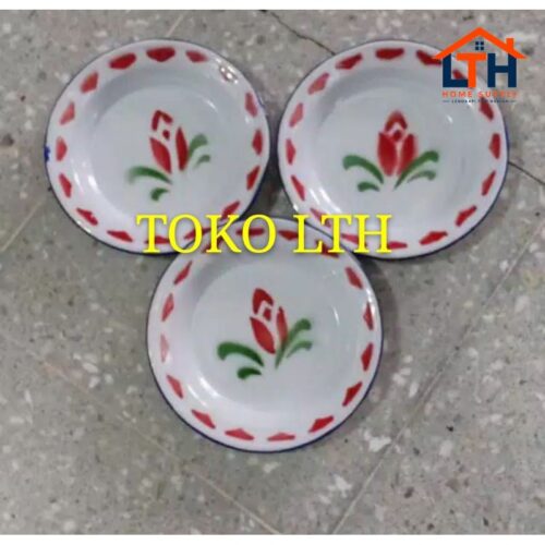 (PER 6 PCS) PIRING JADUL 16 CM ENAMEL KALENG SENG KEMBANG PISIN 16CM