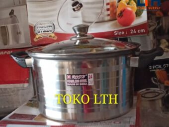 PANCI SUP STAINLESS TUTUP KACA 18 20 22 24 26 28 CM ROSH / MILK POT
