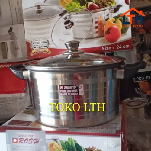 1-623-1.jpg Panci Susu Stainless+Tutup Kaca Rosh 18cm-20cm-22cm-24cm-26cm-28cm