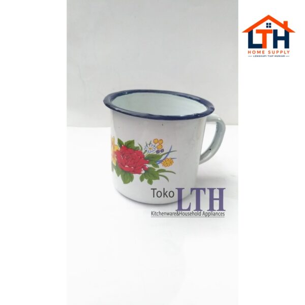 1-66-1.jpg PER 6 PCS CANGKIR KOPI SENG 7 CM KEMBANG ENAMEL GELAS KALENG JADUL RRT 7CM