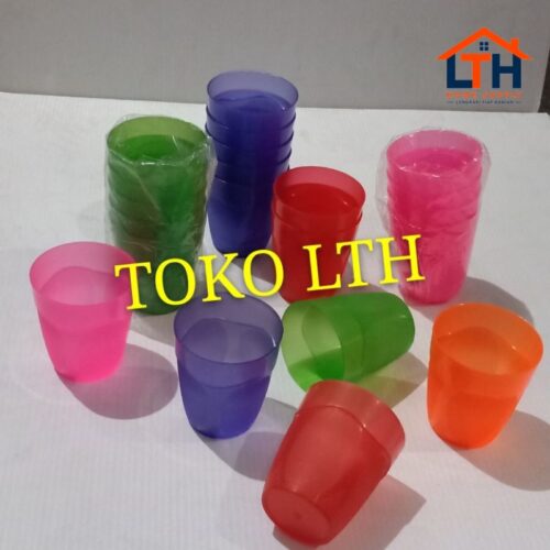 PER 6 PCS GELAS PLASTIK KECIL WARNA TRANSPARAN / CANGKIR BENING