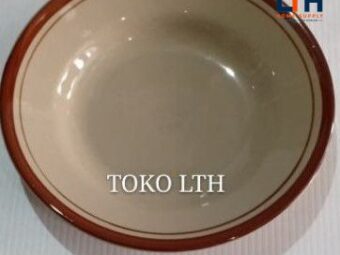 1-739-1.jpg ECERAN PIRING MAKAN POLET 8" INCHI KERAMIK LIST COKLAT BELING PORSELEN