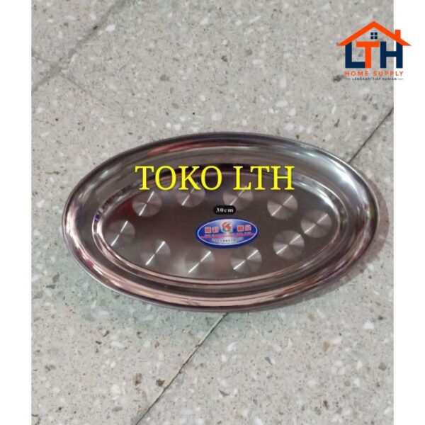 LODOR PIRING SAJI OVAL 30 40CM STAINLESS TEMPAT WADAH SAJI MAKANAN