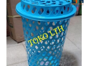 1-759-1.jpg KERANJANG BAJU KOTOR LUBANG / RIGEN PAKAIAN LAUNDRY TUTUP / TRIBLY BASKET GREEN LEAF
