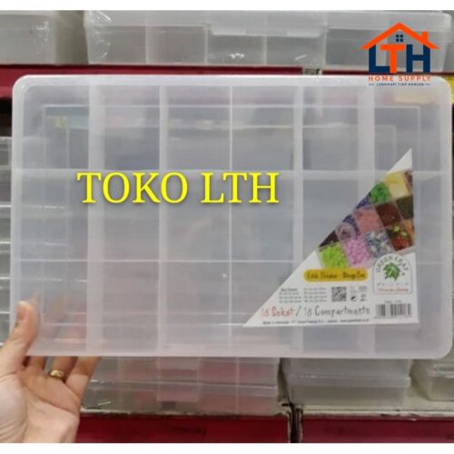 1-770-1.jpg KOTAK PERKAKAS REIKO 1418 SEKAT 18 GREEN LEAF / KOTAK BOX BAUT PERHIASAN AKSESORIS OBAT SERBAGUNA