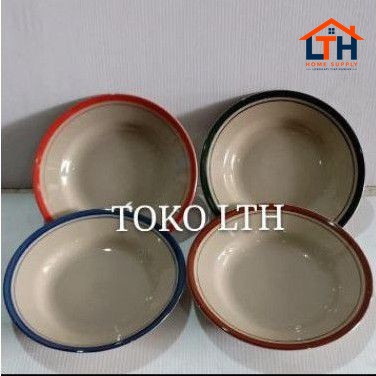 1-814-1.jpg PER 6 PCS PIRING POLET 8 KERAMIK / PIRING MAKAN LIST COKLAT