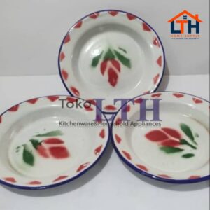 1-853-1.jpg (PER 6 PCS) PIRING PISIN JADUL 14 CM ENAMEL KALENG SENG KEMBANG PANCI RRT 14CM