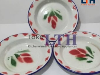 (PER 6 PCS) PIRING PISIN JADUL 14 CM ENAMEL KALENG SENG KEMBANG PANCI RRT 14CM