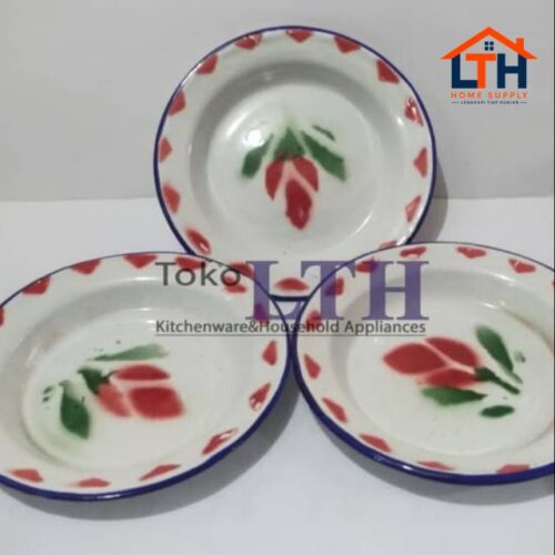 (PER 6 PCS) PIRING PISIN JADUL 14 CM ENAMEL KALENG SENG KEMBANG PANCI RRT 14CM