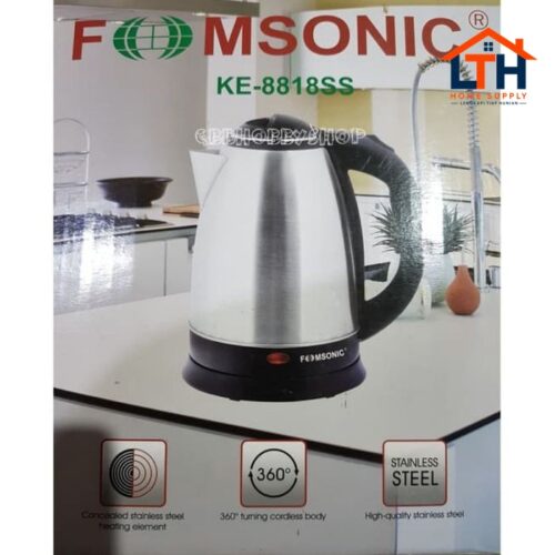 TEKO LISTRIK STAINLESS 1.8 ltr FOMSONIC/PEMANAS AIR/KEETLE/MUG LISTRIK