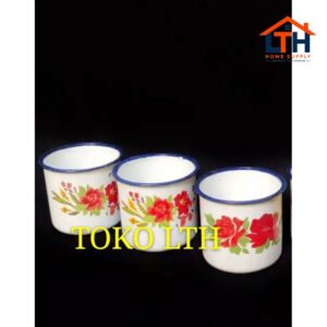 1-878-1.jpg (PER 6 PCS) CANGKIR JADUL MINI 6 CM KEMBANG / MUG ENAMEL GELAS KALENG PANCI