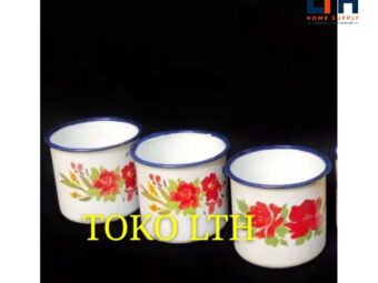 (PER 6 PCS) CANGKIR JADUL MINI 6 CM KEMBANG / MUG ENAMEL GELAS KALENG PANCI