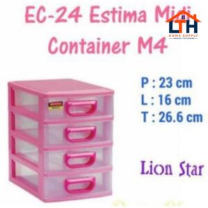 1-985-1.jpg LACI PLASTIK SUSUN 4 ESTIMA MIDI CONTAINER M-4 EC 24 LION STAR LACI MINI CONTAINER M4 EC24