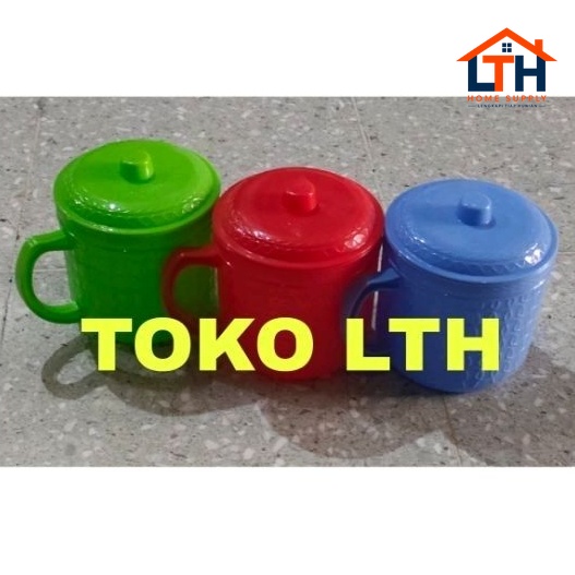 2-1063-1.jpg MUG ULIR TUTUP CANGKIR GELAS GAGANG WARNA 12 CM WITASTAR PLASTIK
