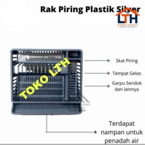 2-1067-1.jpg RAK PIRING NAMPAN PLASTIK SILVER ABU PENGERING PIRING GELAS