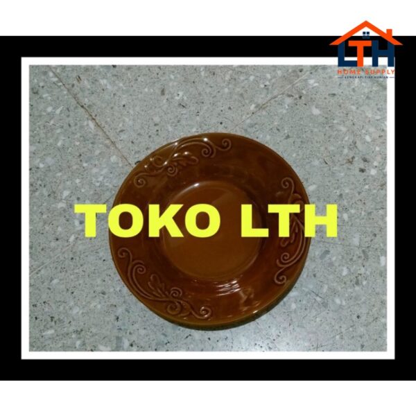 2-1079-1.jpg PIRING UKIR 8" KERAMIK / PIRING MAKAN COKLAT PORCELAIN PORSELEN