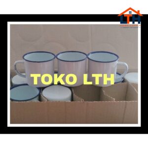6 PCS CANGKIR JADUL SENG ENAMEL KALENG PANCI POLOS PUTIH GELAS MUG