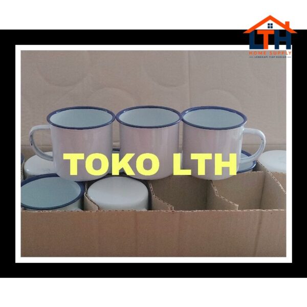 6 PCS CANGKIR JADUL SENG ENAMEL KALENG PANCI POLOS PUTIH GELAS MUG