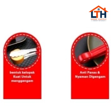 2-1155-1.jpg JEPITAN CAPITAN PENJEPIT KUE MAKANAN GORENGAN GAGANG SILIKON MERAH 9 INCH